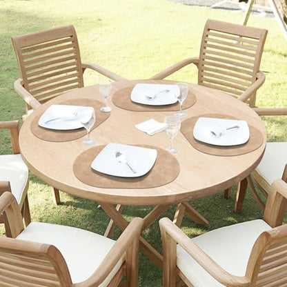 ADRIMER Oval Placemats Set of 6, Wipeable Faux Leather, Apricot - color: Apricot