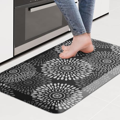 Kitchen Mat Water-Resistant Kitchen Rugs Cushioned Anti-Fatigue Floor Mat - color: Black, size: 28"L x 17.3"W x 0.5"Th