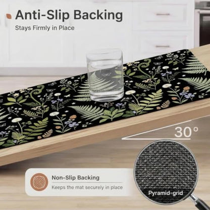 Kitchen Floor Mat 36x20in Waterproof Anti-Fatigue Kitchen Mats - color: Green Leaves Dandelion
