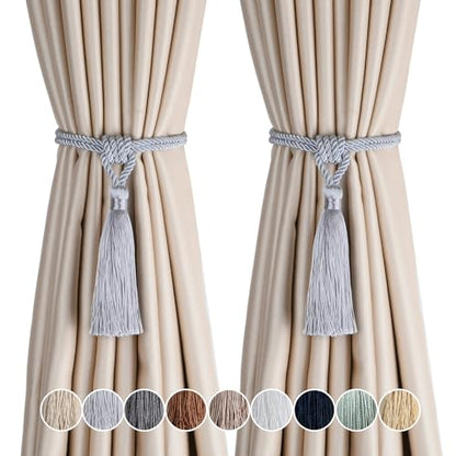 2 Pack Curtain Tiebacks Handmade Tassel Rope Curtain Holdbacks - color: Silver, size: 2p