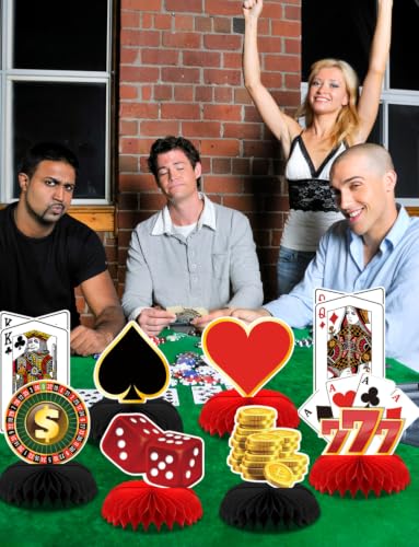 12Pcs Casino Theme Party Decorations, Casino Centerpieces for Table - style: Casino