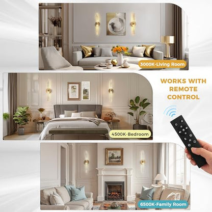 Battery Operated Wall Sconces Set of 2, 10000mAh Rechargeable Wall Light - color: Gold, size: 21.4 inch