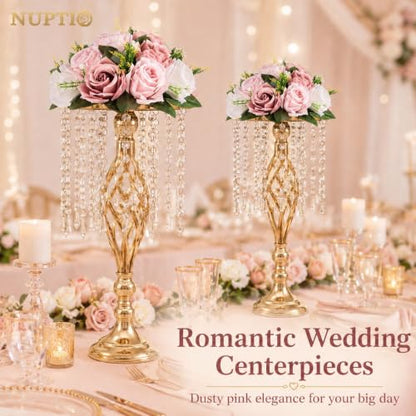 NUPTIO Flower Balls for Table Centerpieces: Dusty Pink & White Fake Flowers - color: Dusty Rose & White, size: 2 Pcs