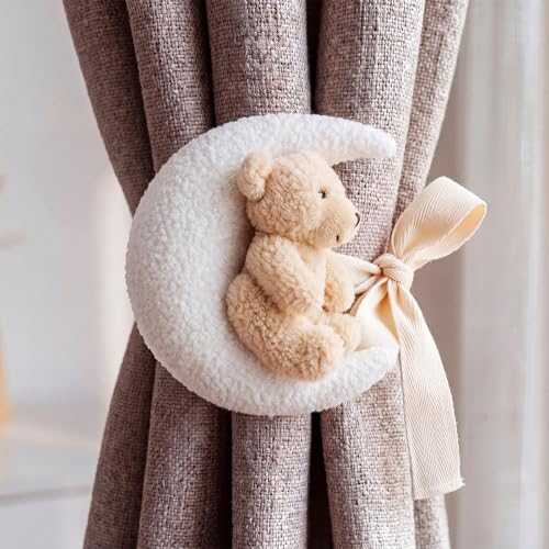 Chumia 2 Pack Moon Bear Curtain Tiebacks Cute Nursery Decor - style: Moon Bear