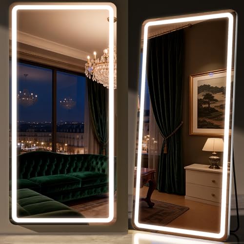 LED Full Length Mirror 32 x 71 Inch for Party Wedding - color: White-rounded Corner, size: 71"L x 32"W