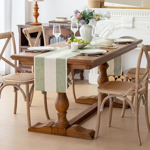 Line Macrame Table Runner, Sage Green Table Runners 72 Inches Long - color: Sage Green, size: 13"x72"