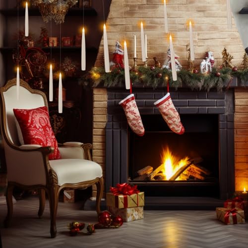 24 Pcs Halloween LED Magic Hanging Floating Candles, Taper Flickering Flameless with 2 Magic Wands - Candle Set for Halloween, Christmas, Weddings, Birthdays & Fantasy Ambiance... - color: 24Pcs-Floating flameless candles