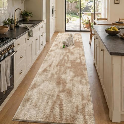 2x10 Tie-dye Beige Runner Rug Washable Non-Slip for Kitchen Hallway - color: 01 Tie-dye Beige, size: 2' x 10' (Runner)