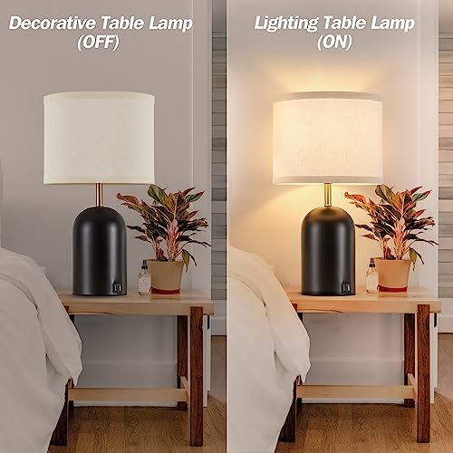 GyroVu Touch Control Table Lamps Set of 2, Black Bedside Lamps for Bedroom - color: Gold & Black