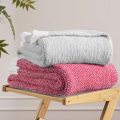 Exclusivo Mezcla Checkered Knit Blanket Twin Size for Bed, Heather Red - color: Heather Red, size: Twin (60"x80")