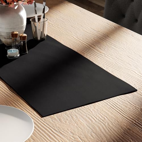 Encasa XO Table Runner, Cotton Canvas Dining Runner 13"x36" - color: Jet Black, size: 13x36 in