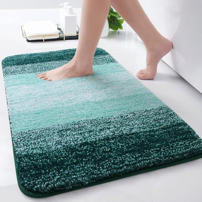 Arotive Microfiber Bathroom Rugs, Shaggy Soft Absorbent Bath Rug, 30x17 - color: Dark Green, size: 30" X 17"
