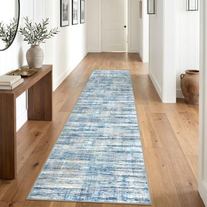 KOZYFLY Modern Washable Rug Runner 2.6x12 Hallway Runner Rug Blue Beige - color: Blue Beige, size: 2'8" x 12' (Runner)