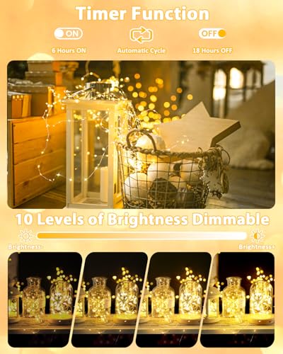 6 Pack 60 LED Fairy Lights Battery Operated with Remote, 20 FT Warm White - color: Warm White, size: 6PK（60LED with Remote）