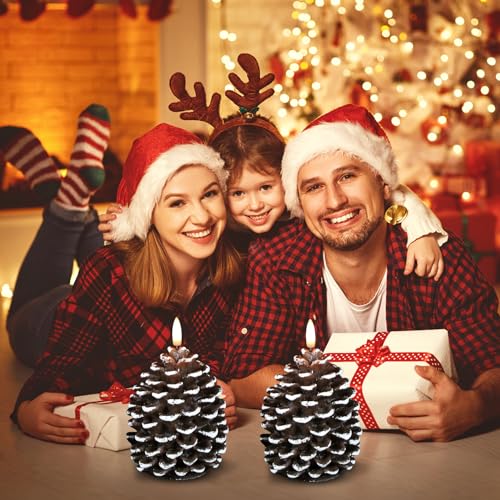 Wondise Pine Cone Flameless Candles with 6H Timer - color: 6-Brown