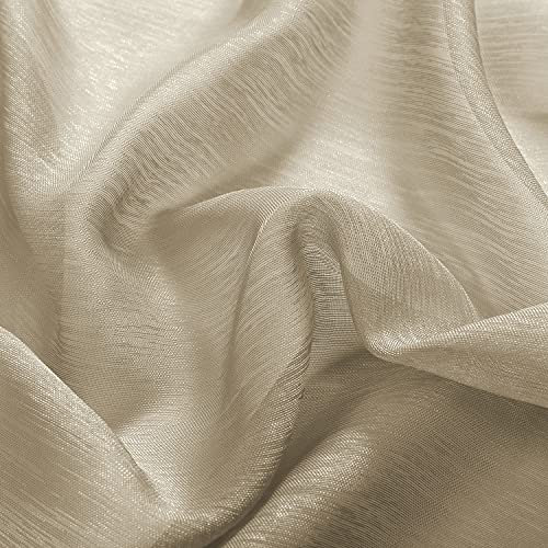 DONREN Taupe Textured Sheer Voile See Through Window Curtain Grommet Panels for Bedroom,Living Room(Tan,52 W x 63 inch Long,2 Piece) - color: Taupe, size: 52"W x 63"L (Pack of 2)