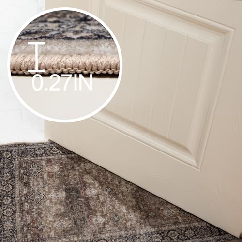 Washable 2x12 Non Slip Hallway Runner Long Rug(Brown,2'x12') - color: Brown, size: 2' x 12' (Rectangular)