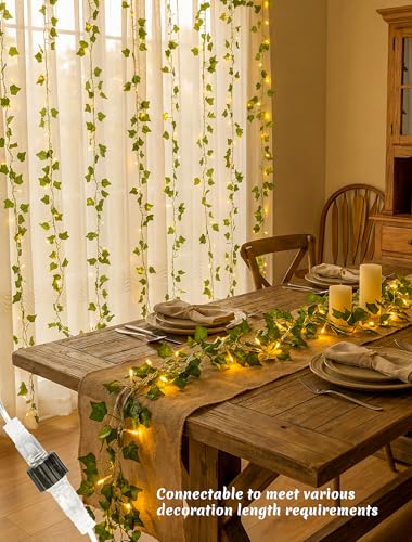 Vines with Fairy Lights,23FT Ivy Garland Plug in with Remote - color: Ivy, size: 73 LED-Plug