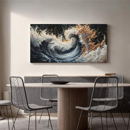 YISXINOAG Blue Gold Ocean Wall Art Coastal Abstract Painting Canvas 20"X40" - color: blue gold, size: 40"L x 20"W