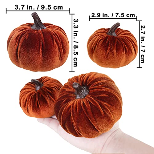 Winlyn 16 Pcs Assorted Small Faux Rustic Harvest Velvet Pumpkins Decorative Rust Orange Gold Olive Gray Fabric Pumpkins Foam Pumpkins Farmhouse Fall Thanksgiving Halloween Table Centerpiece Decor - color: Rustic Fall Color