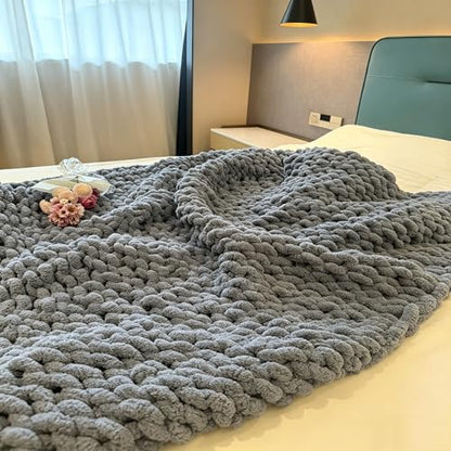 Soft Chunky Knit Throw Blanket for Couch, Cozy Warm Knitted Blankets - color: Airy Blue, size: 40"x60"(Medium Size Throw)