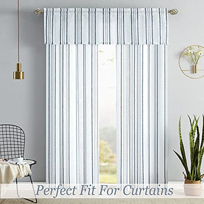 SXZJTEX Blue White Striped Kitchen Curtains Valance for Windows 16 Inch - color: Blue, size: 55"W x 16"L (Pack of 1)