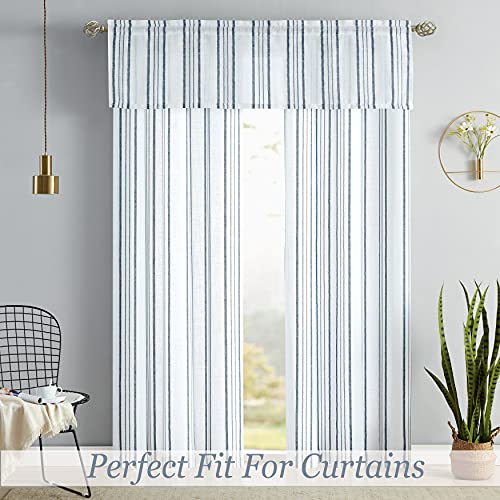 SXZJTEX White Blue Striped Linen Curtains 108 Inch Bedroom Living Room - color: Blue, size: 42"W x 108"L (Pack of 2)