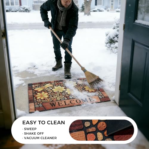 Durable Welcome Door Mats 24”x36” – Heavy Duty Non-Slip Rubber Outside Door Mat Large Front Outdoor Mat for Home Entrance, Porch, Patio, Garage and High Traffic Areas,Dragonfly Flower - size: 2'0" x 3'0" (Rectangular)