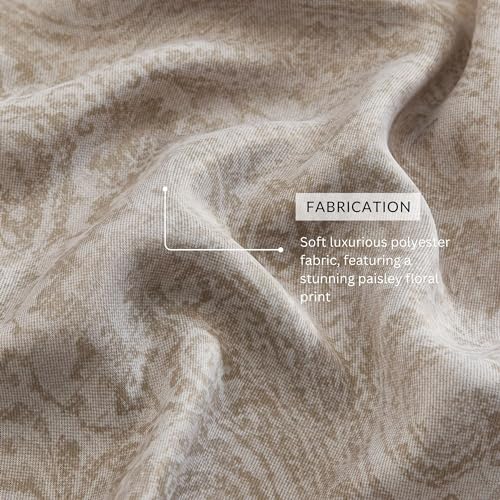 Threadmade Vittoria Paisley Printed Blackout Curtain Panel, Natural - 52" W x 84" L - color: Natural, size: 52"W x 84"L (Pack of 1)