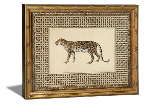 Vintage Gold Framed Leopard Canvas Wall Art Cheetah Safari Wall Decor Paintings Gold Frame Wildlife Pictuer Print for Living Room Bedroom Office 9x11 in - color: Leopard, size: 9"L x 11"W