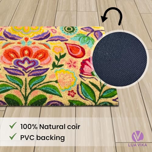 Coir Door Mats Outdoor and Indoor, Dalias, 16 x 27,5 in - color: Dalias
