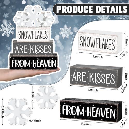 Yousoontic 4 Pcs Winter Snowflakes Figurines Set, Rustic Farmhouse Decor - style: Snowflakes