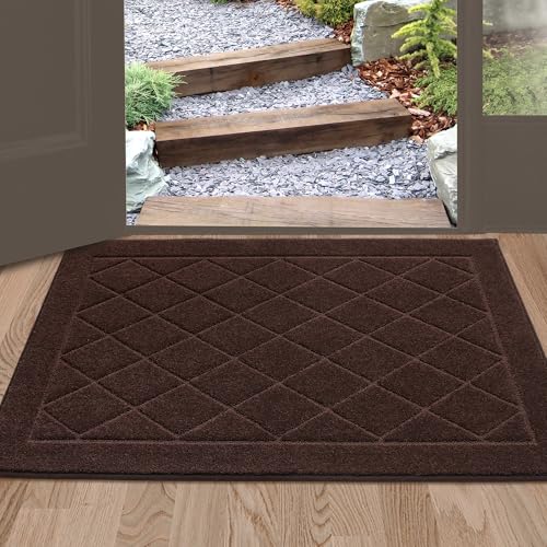 BEQHAUSE Dirt Trapper Door Mat 24" x 36", Doormat Non-Slip, Brown - color: Brown, size: 24" X 36" (Rectangular)