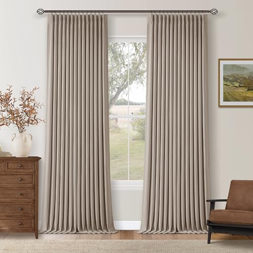 Burlywood Birch Pleated 100% Blackout Curtains 96 Inches Long 2 Panels - color: Burlywood Birch, size: 40"W x 96"L (Pack of 2)