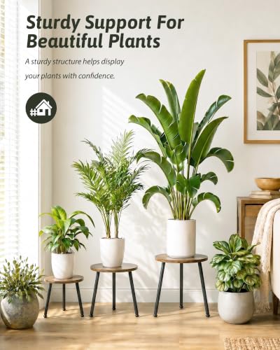 GENTINGBRO plant stand indoor 5 pack wood plant stool set mid century