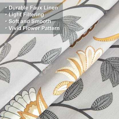 Leeva Grey Floral Tie-Up Valance, Linen Textured, 52 x 18, 1 Panel - color: *M11, size: 52"W x 18"L (Pack of 1, Tie Up)