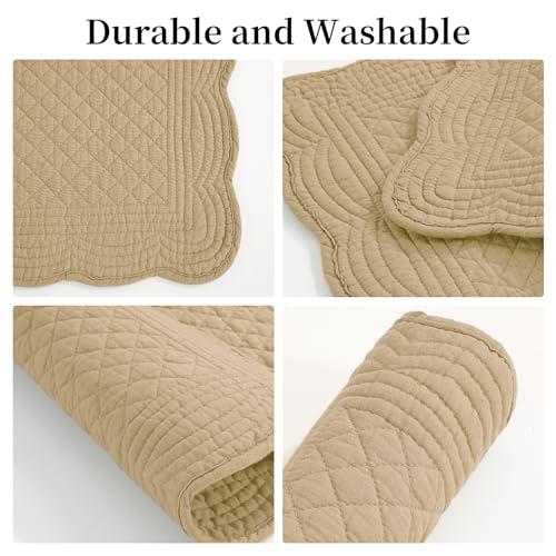 HOMBYS Quilted Placemats Set of 6 Washable-13x18 inches Rectangular Placemats for Kitchen Table-100% Cotton Fabric Rectangular Table Mats, (Dark Brown) - color: Dark Brown