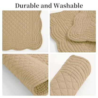 HOMBYS Quilted Placemats Set of 6 Washable-13x18 inches Rectangular Placemats for Kitchen Table-100% Cotton Fabric Rectangular Table Mats, (Dark Brown) - color: Dark Brown