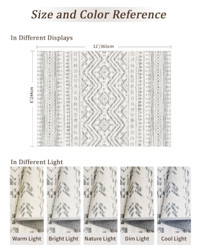 Miukiki 8x12 Area Rug for Living Room, Washable Non Slip Moroccan Rug Grey - color: Grey, size: 8' x 12' (Rectangular)