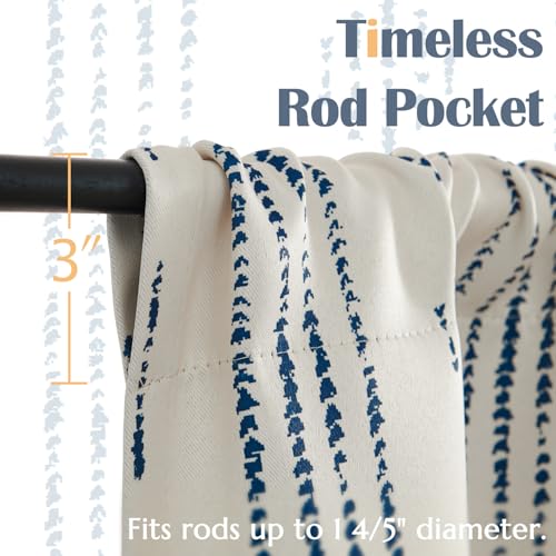 jinchan Striped Window Valance 16 Inch Modern Boho 1 Panel Blue on Beige - color: Boho| Blue on Beige, size: 52"W x 16"L (Pack of 1)