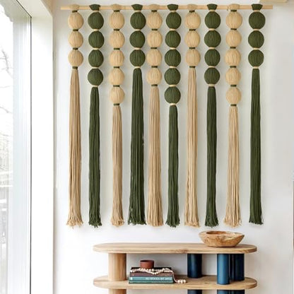 Macrame Wall Hanging Natural Green Sphericity Geometric Wall Art 39"W*39"L - color: Green Jute