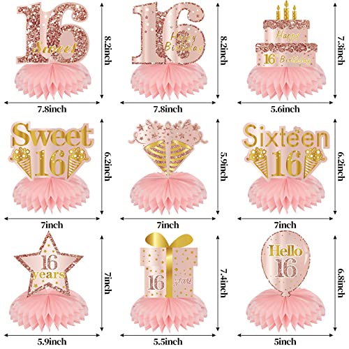 Turypaty Sweet 16th Birthday Honeycomb Table Centerpieces Decorations Girls - style: Pink Rose Gold 16th