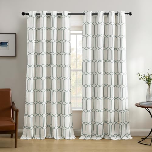 Threadmade Kaiden Geometric Room Darkening Window Curtain, Soft Blue - 52" W x 95" L - color: Soft Blue, size: 52"W x 95"L (Pack of 1)