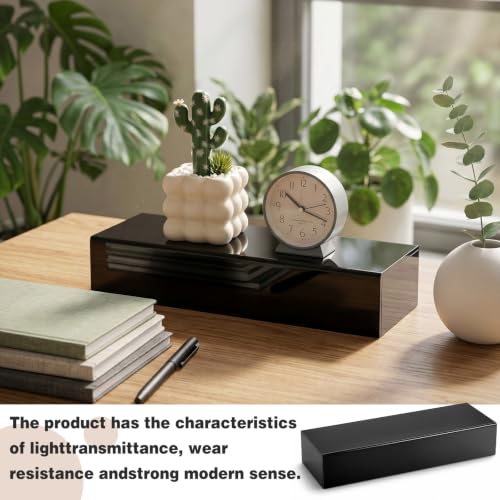 Chunful Black Acrylic Display Box Riser, 16 x 5.6 x 3 Inch Pedestal Stand - size: 16" L× 5.6" W × 3" H