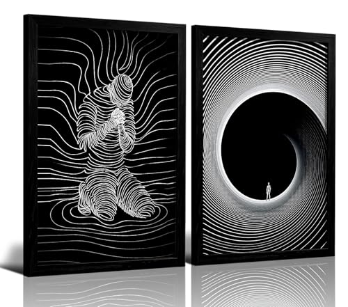 AUUAUU 2 Pcs Black and White Abstract Wall Art 16x24 Inches Black Framed - color: Black Framed Abstract Prayer, size: 16x24 Inch
