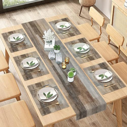 ArtSocket Table Runner and Placemats Set of 6, Art Brown Grey Art Dining - color: Abstract Brown
