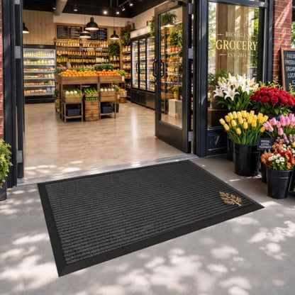 LUMI Outside Welcome Door Mat 36x59, Non-Slip Heavy Duty Dirt Trapper, Grey - color: Grey Gold Tree, size: 36"x59"