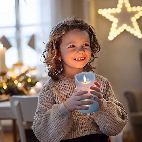 danip Sky Blue LED Flameless Candle with Embedded Starlight String, 3 LED Candles, 11 Key Remote Control, 24 Hour Timer Function, Dancing Flame, True Wax, Battery Powered. (Sky Blue) - color: BlueA#1*3