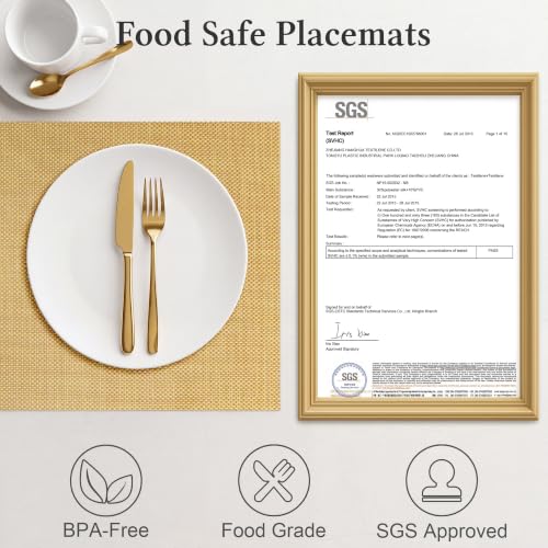HOOMIL Placemats Set of 6, Heat Resistant, Gold - color: Gold, size: Set of 6