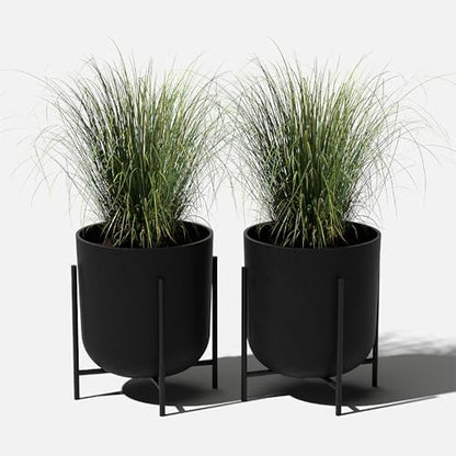Veradek Mason Series Raised Lima Planter - Round Planter with Stand - color: Black, size: 15 inch - 2 Pack